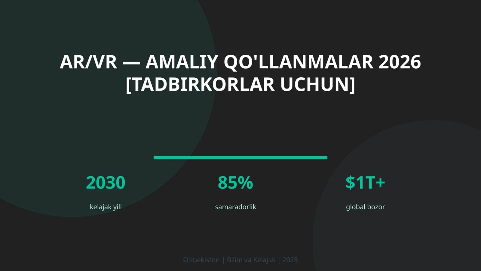 AR/VR — amaliy qo'llanmalar 2026 [tadbirkorlar uchun]