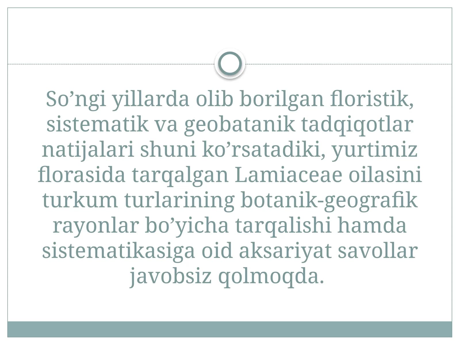 Lamiaceae oilasining botanik-geografik turlarining tarqalishi