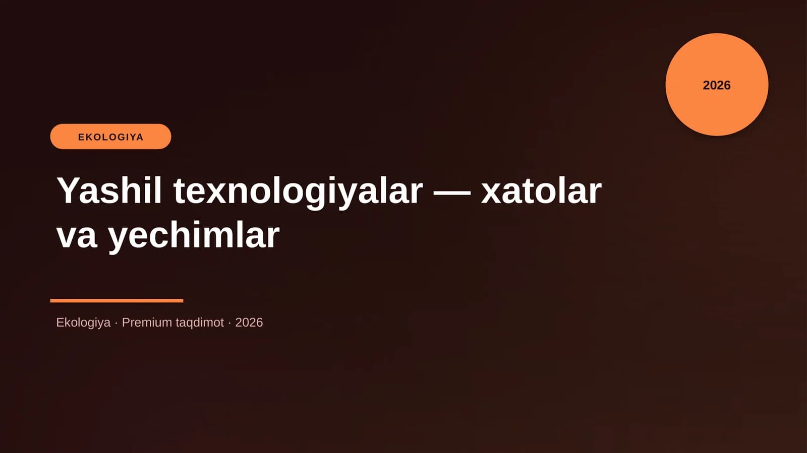 Yashil texnologiyalar — xatolar va yechimlar