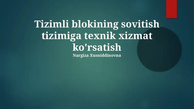 Tizim Bloki Sovutish Tizimi Umumiy Ko'rinishi