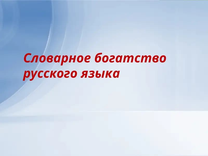 Словарное богатство русского языка