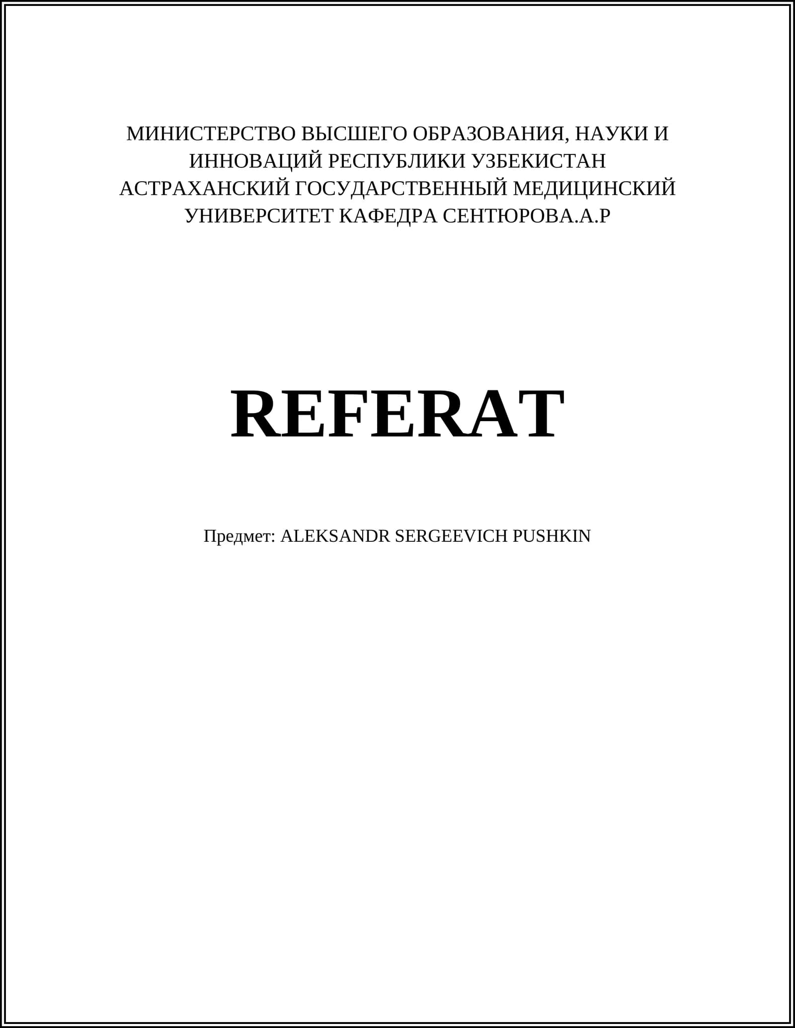 ALEKSANDR SERGEEVICH PUSHKIN