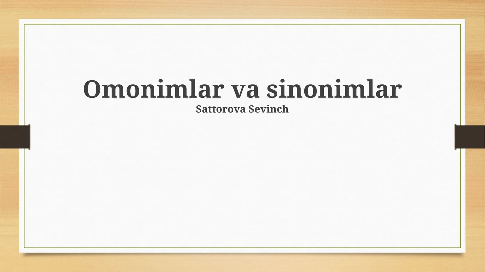 Omonimlar va sinonimlar