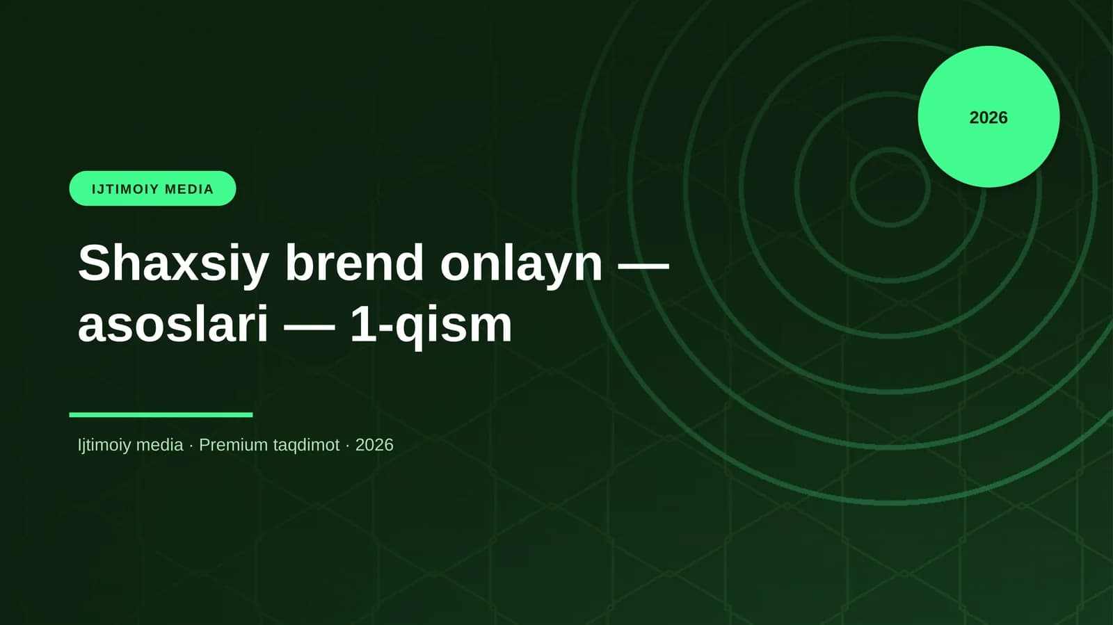 Shaxsiy brend onlayn — asoslari — 1-qism