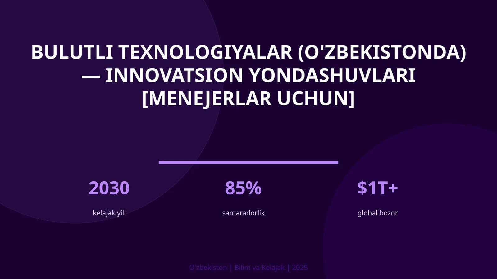 Bulutli texnologiyalar (O'zbekistonda) — innovatsion yondashuvlari [menejerlar uchun]