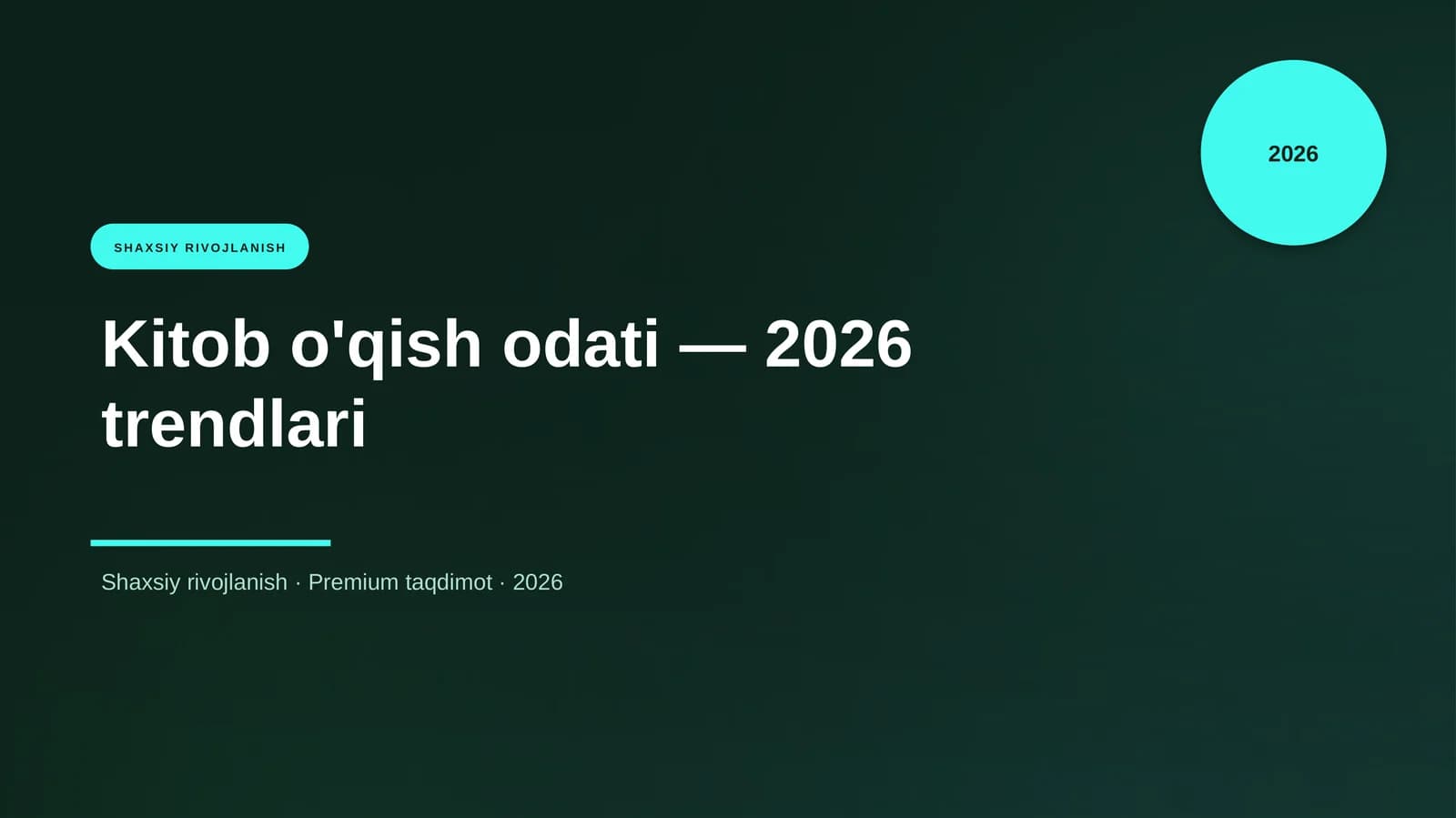 Kitob o'qish odati — 2026 trendlari