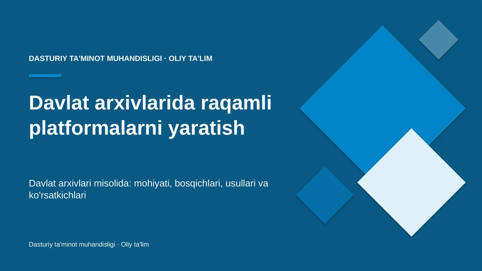 Davlat arxivlarida raqamli platformalarni yaratish