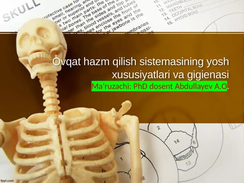 Ovqat hazm qilish sistemasining yosh xususiyatlari va gigienasi