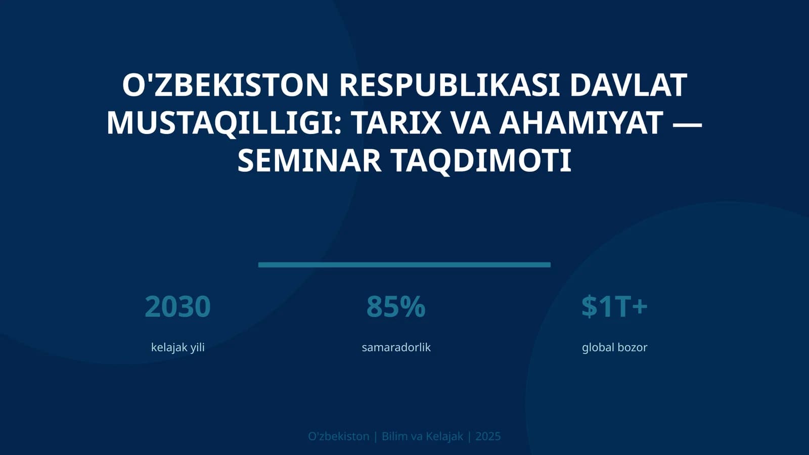 O'zbekiston RESPUBLIKASI DAVLAT MUSTAQILLIGI: TARIX VA AHAMIYAT — SEMINAR TAQDIMOTI