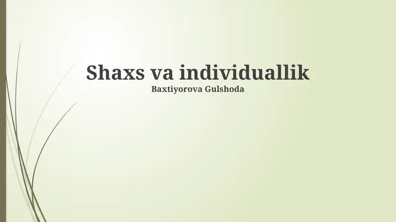 Individuallikning Ijtimoiy va Madaniy Omillari