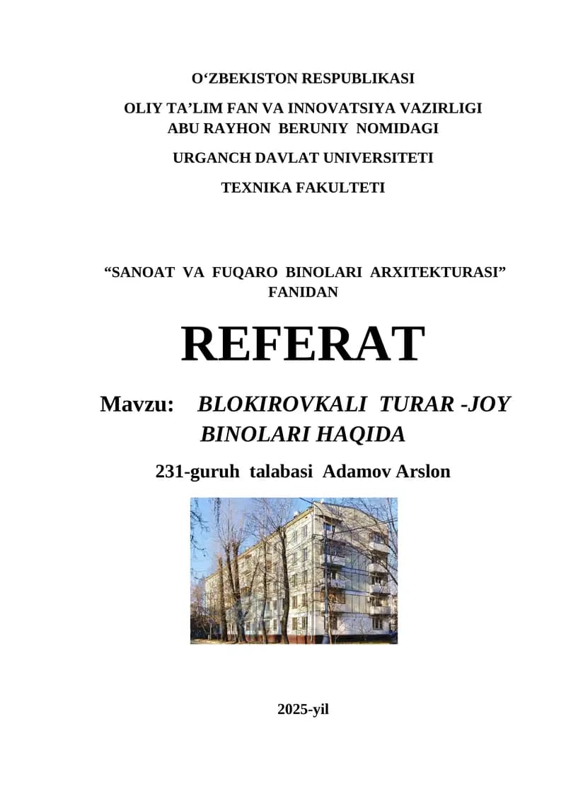 Blokirovkali turar-joy binolari haqida