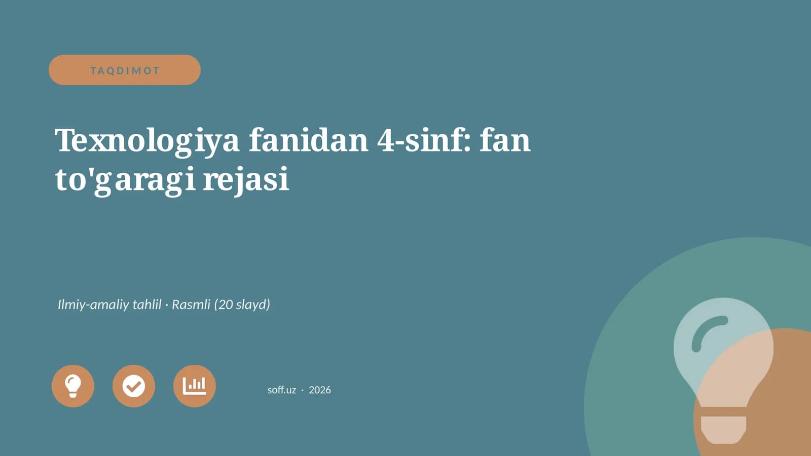 Texnologiya fanidan 4-sinf: fan to'garagi rejasi