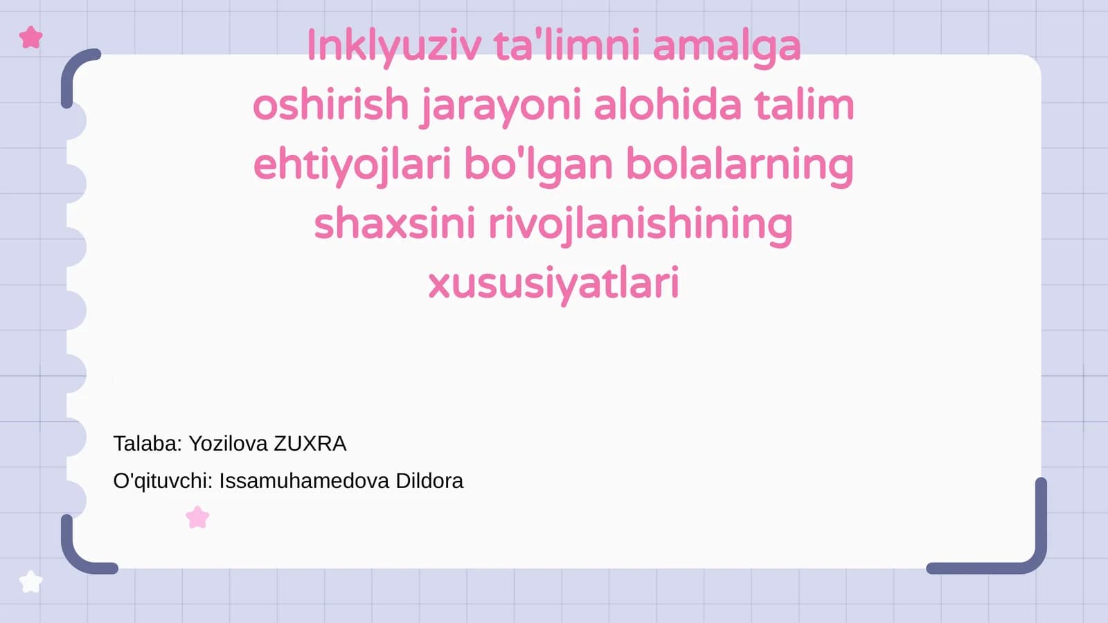 Inklyuziv ta'limni amalga oshirish jarayoni