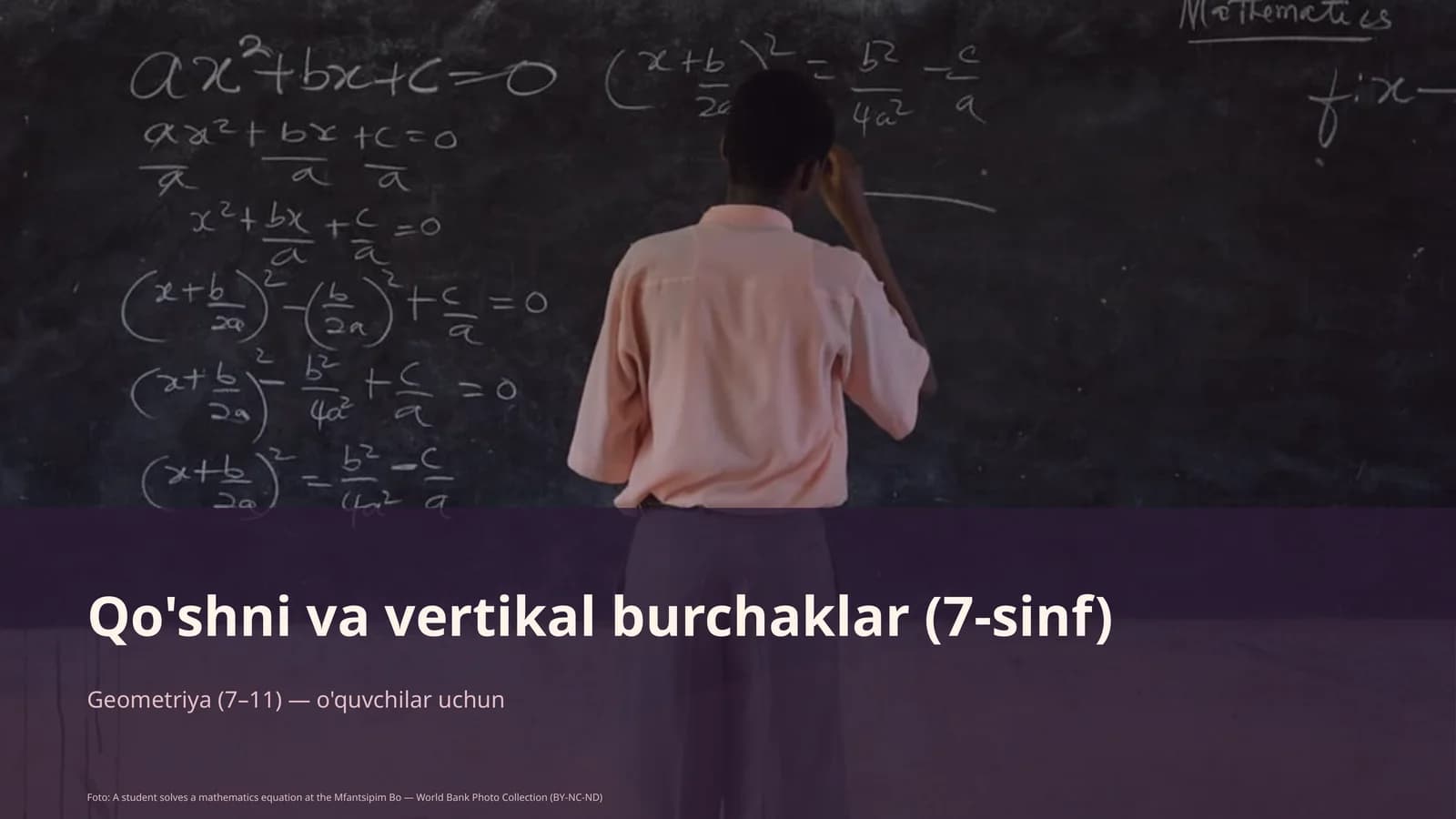 Qo'shni va vertikal burchaklar (7-sinf)