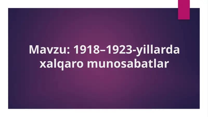 1918–1923-yillarda xalqaro munosabatlar