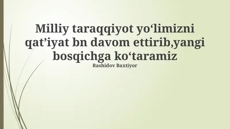 Yangi Bosqichga Ko'tarilish Strategiyasi