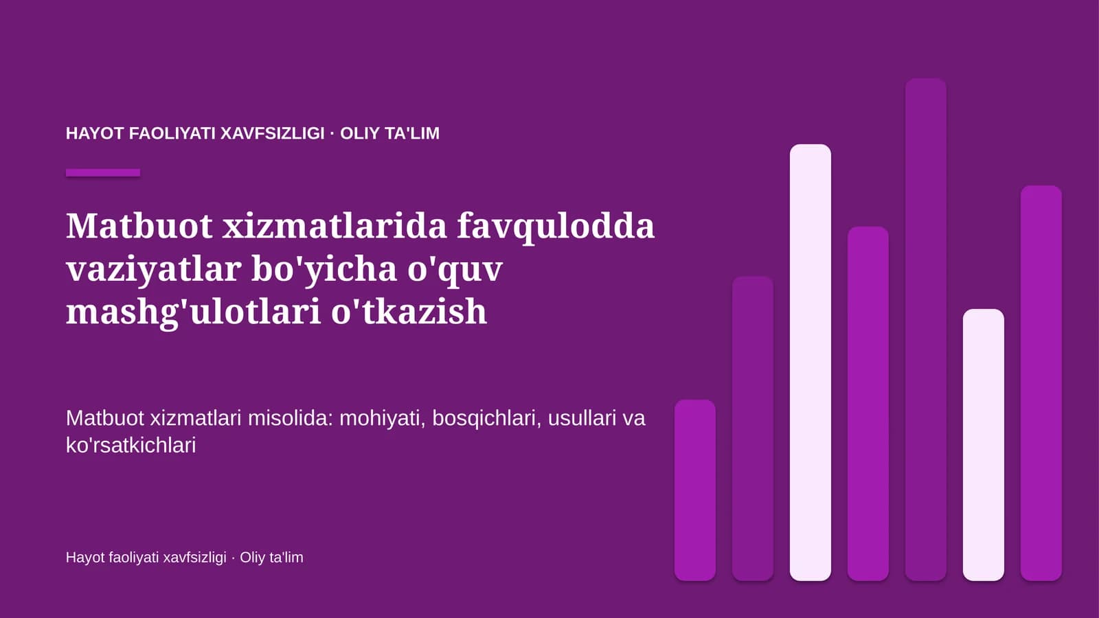 matbuot xizmatlarida favqulodda vaziyatlar bo'yicha o'quv mashg'ulotlari o'tkazish 3397