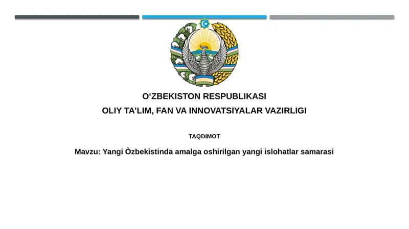 Yangi O'zbekistonda amalga oshirilgan islohotlar