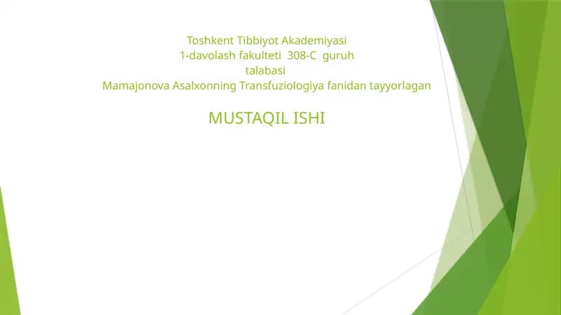 Qon quyish usullari va turlari