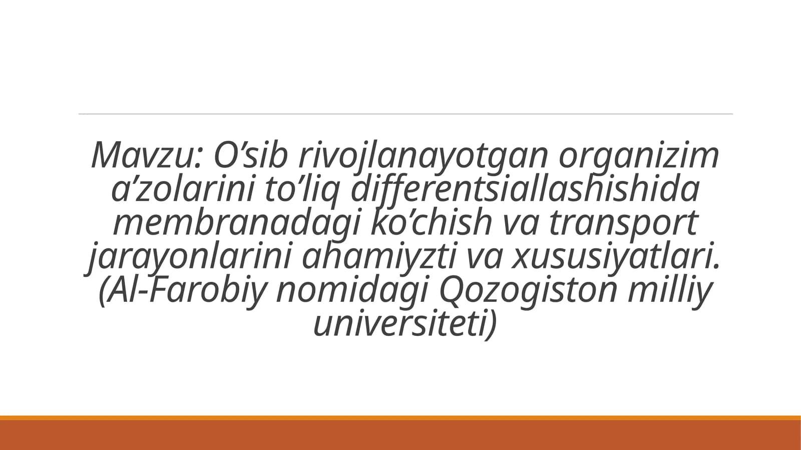 Hujayra membranasi tuzilishi va transport jarayonlari