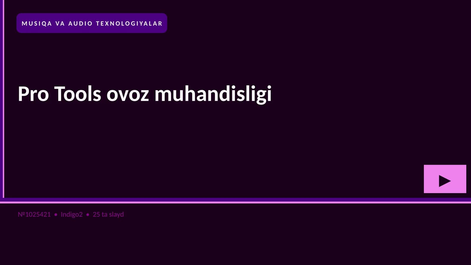 Pro Tools ovoz muhandisligi