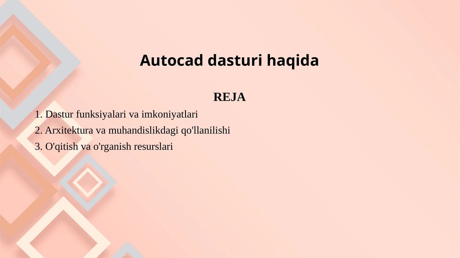 Autocad dasturi haqida