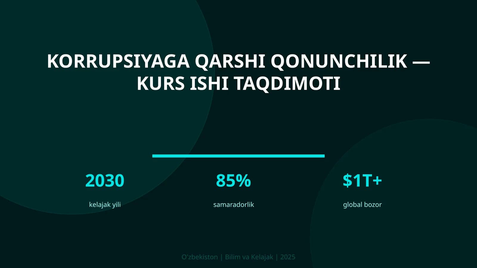Korrupsiyaga qarshi qonunchilik — kurs ishi taqdimoti