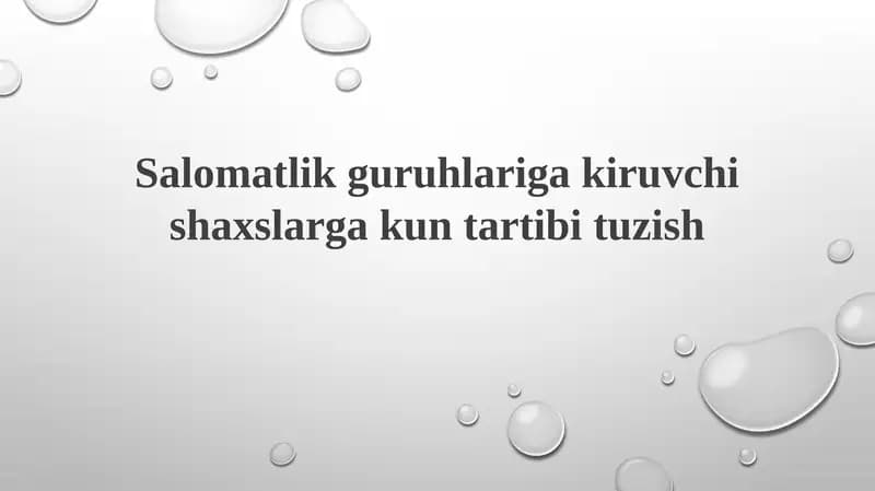 Sog'liq Guruhlari uchun Kundalik Tartib
