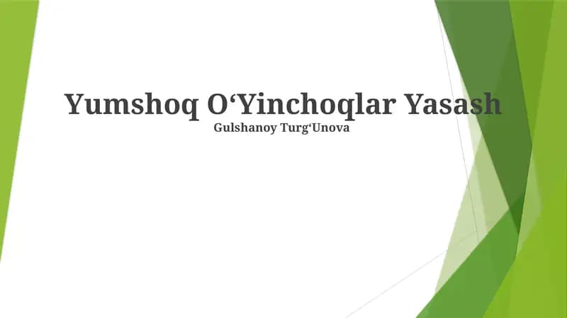 Yumshoq OʻYinchoqlar Yasash