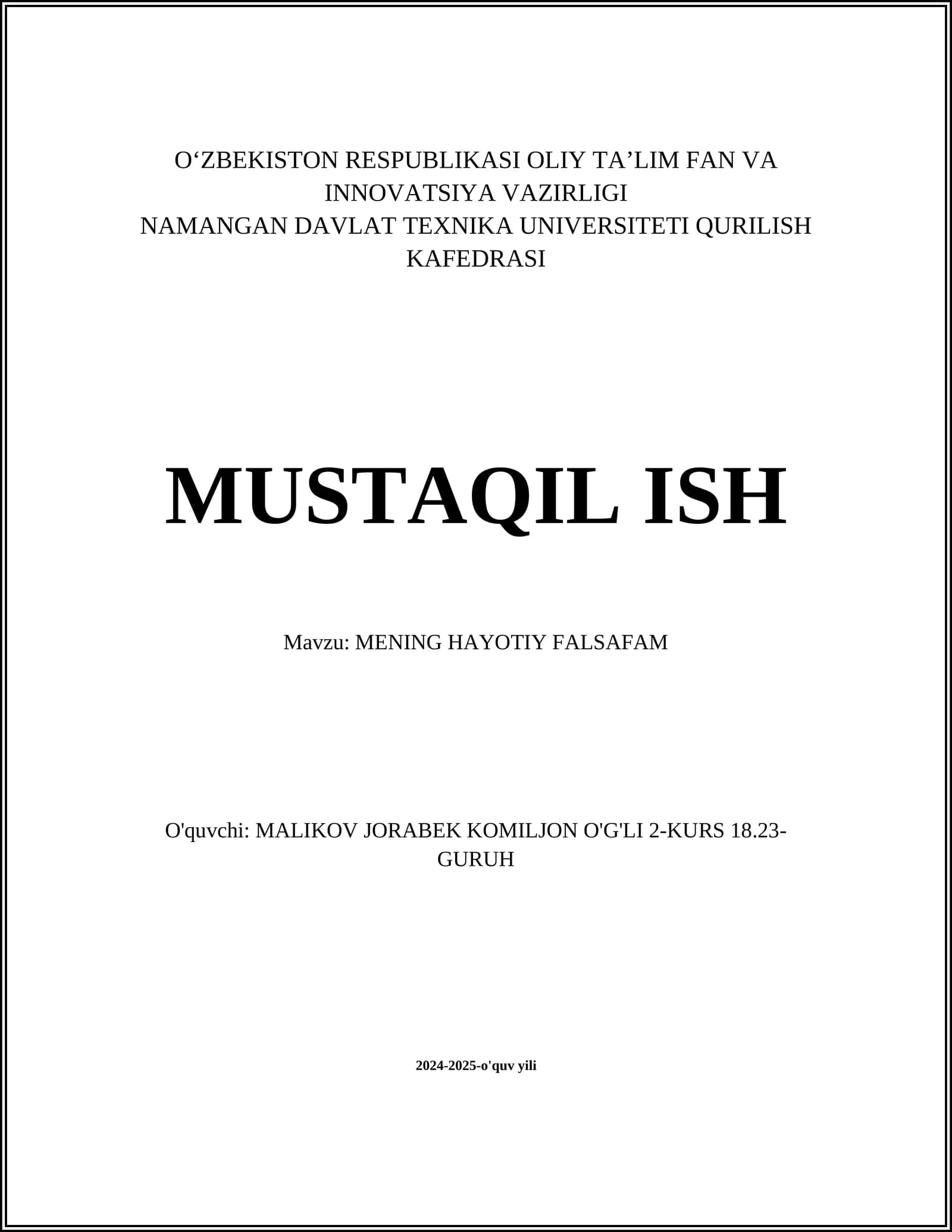MENING HAYOTIY FALSAFAM