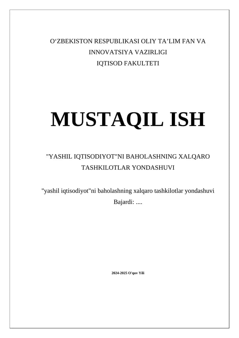 Yashil iqtisodiyot