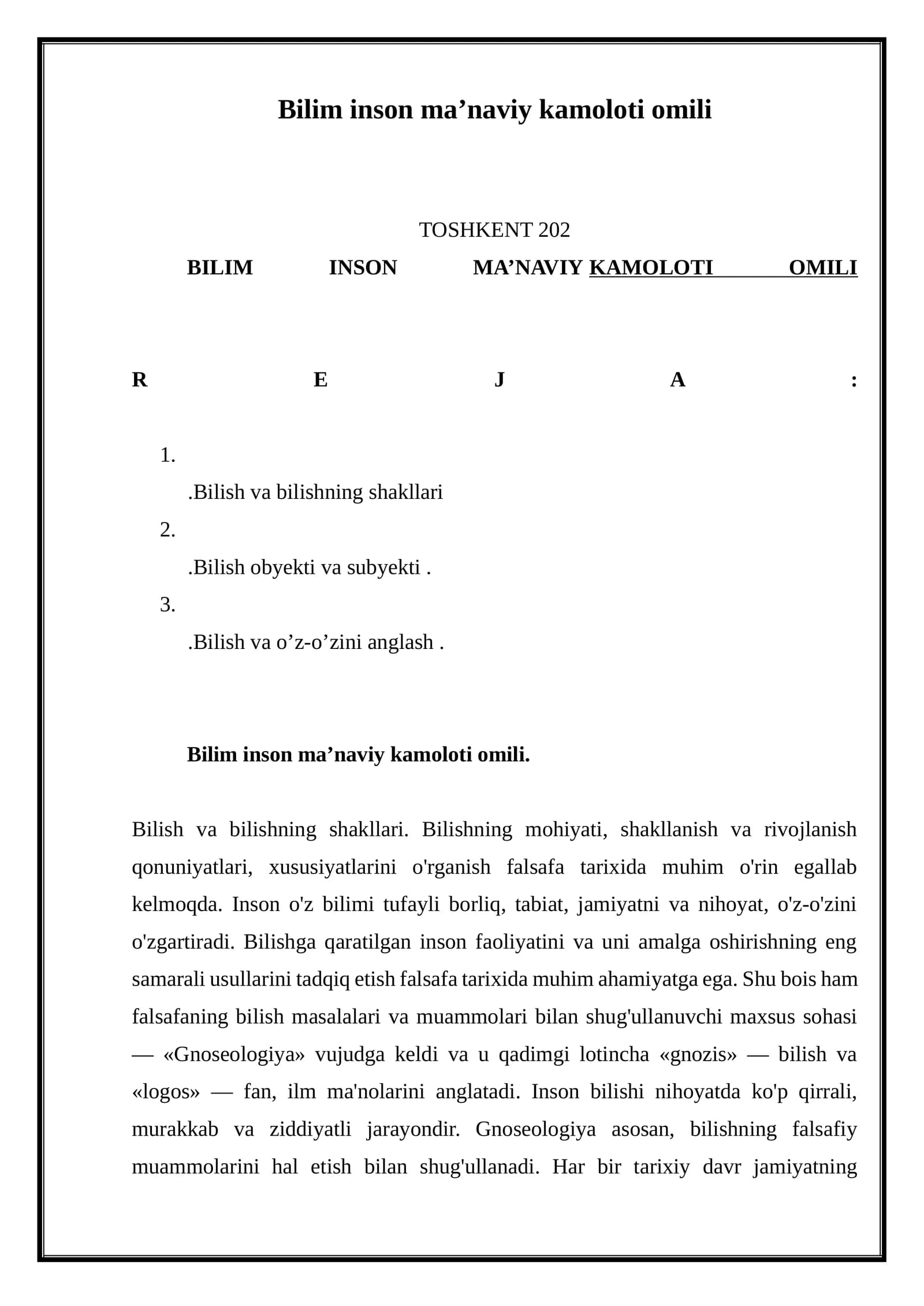 O'zbek tili fanidan saviya qo'llanma