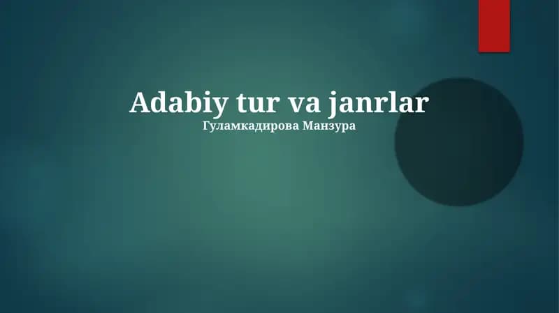 Adabiy tur va janrlar