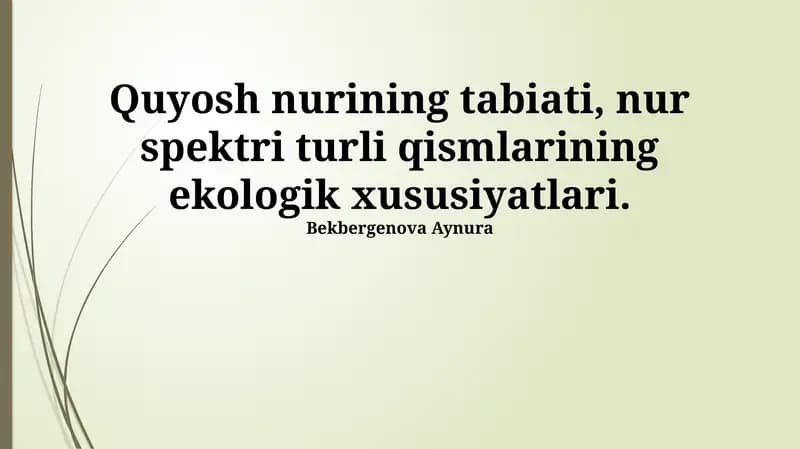 Quyosh Nuri Tabiati