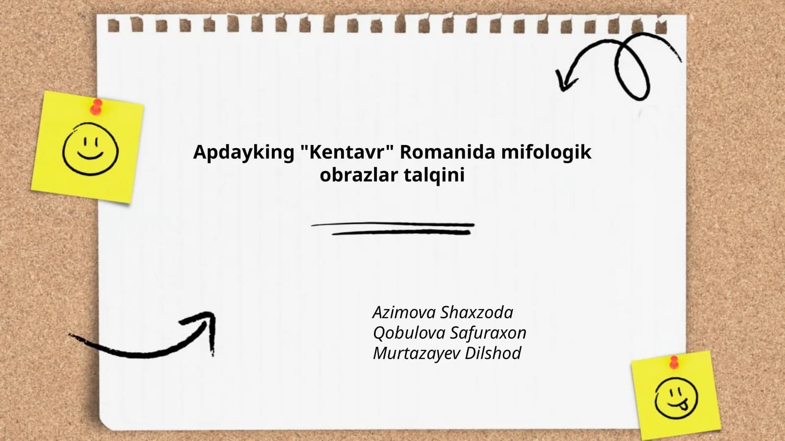 Apdayking "Kentavr" Romanida mifologik obrazlar talqini