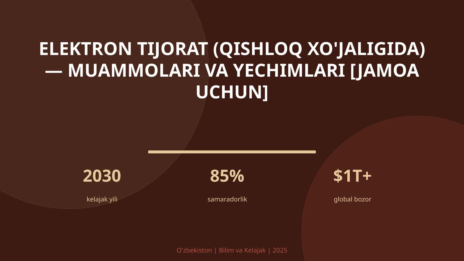 Elektron tijorat (qishloq xo'jaligida) — muammolari va yechimlari [jamoa uchun]