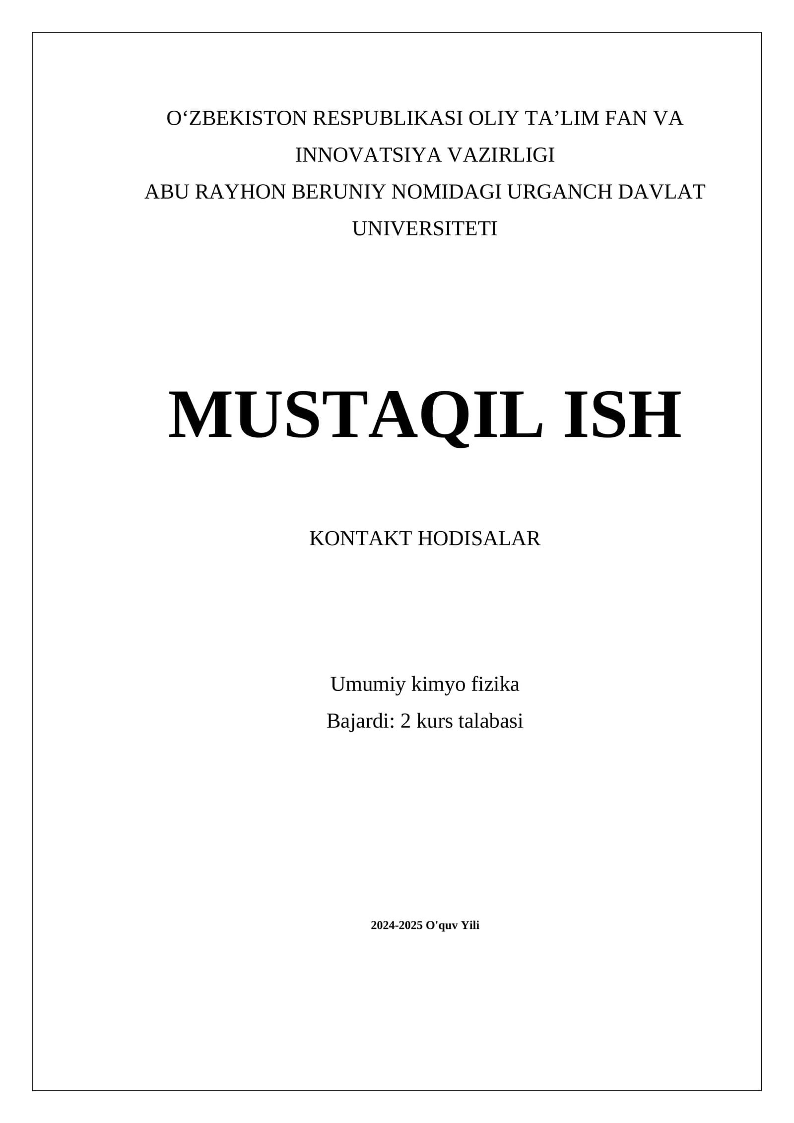 Kontakt hodisalar va energiya o'tkazish prinsiplari