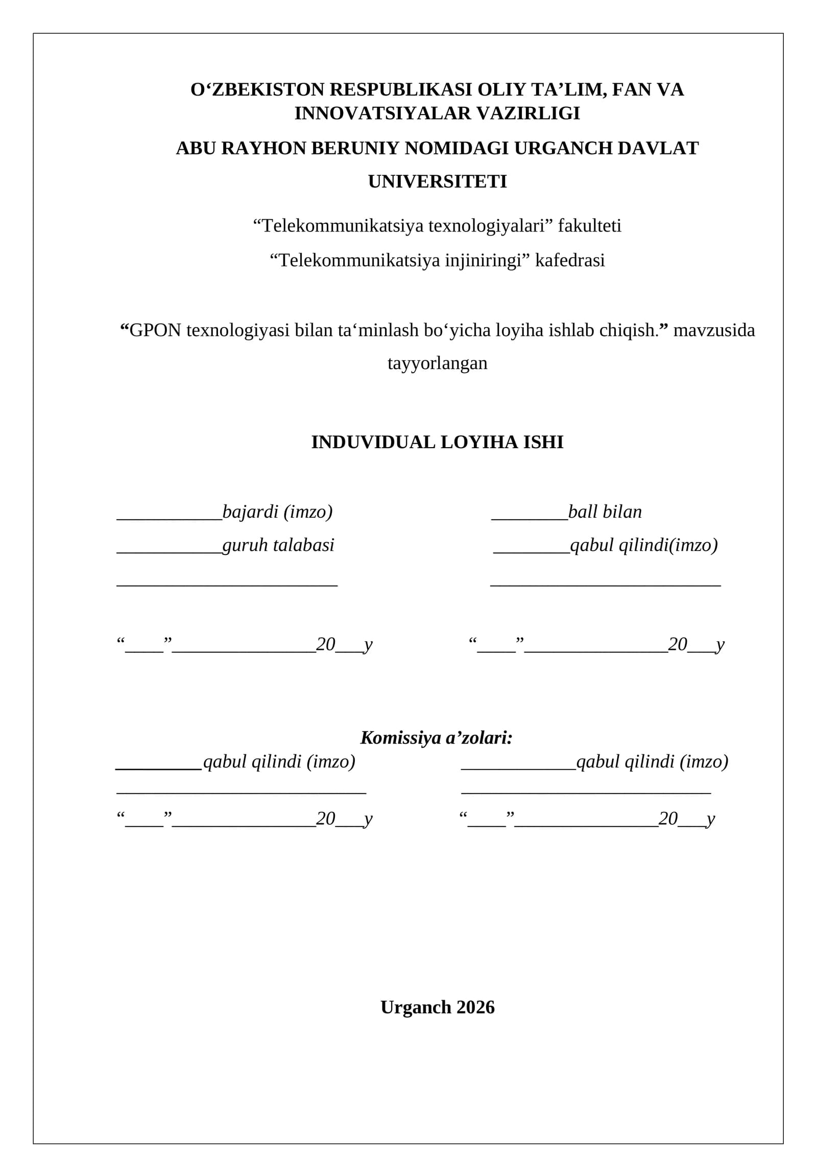 Individual loyiha