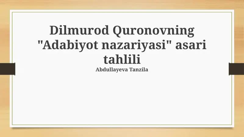 Adabiyot nazariyasi tahlili