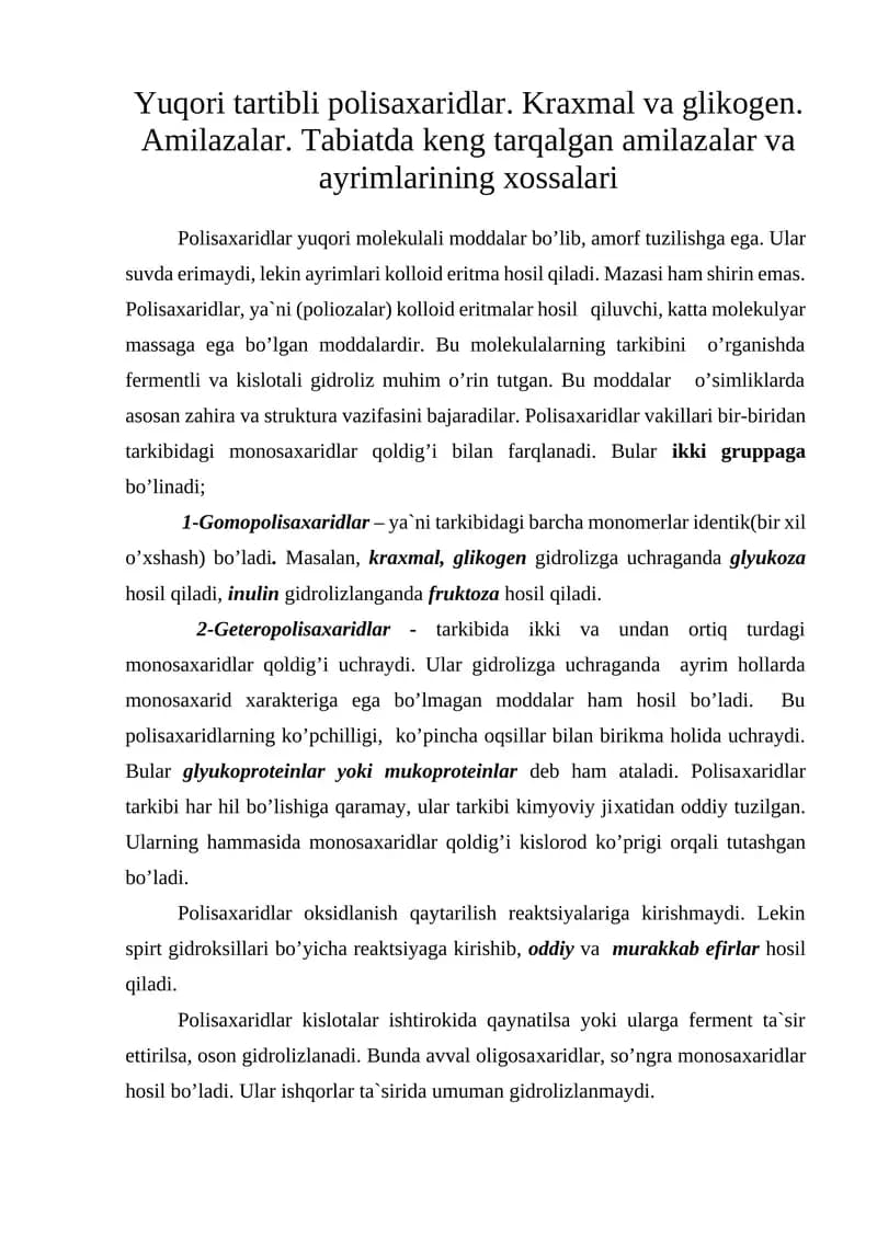 Polisaxaridlar