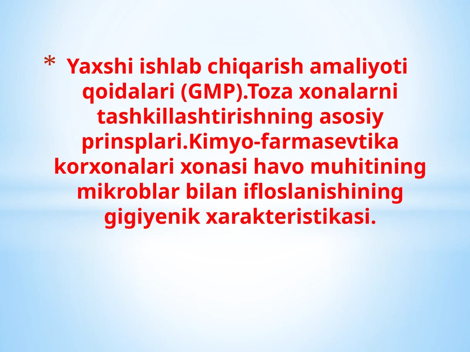 Yaxshi ishlab chiqarish amaliyoti sifat standartlari