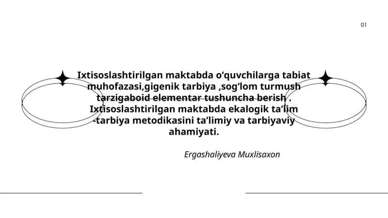 Ixtisoslashtirilgan maktabda ekalogik taʼlim -tarbiya metodikasi