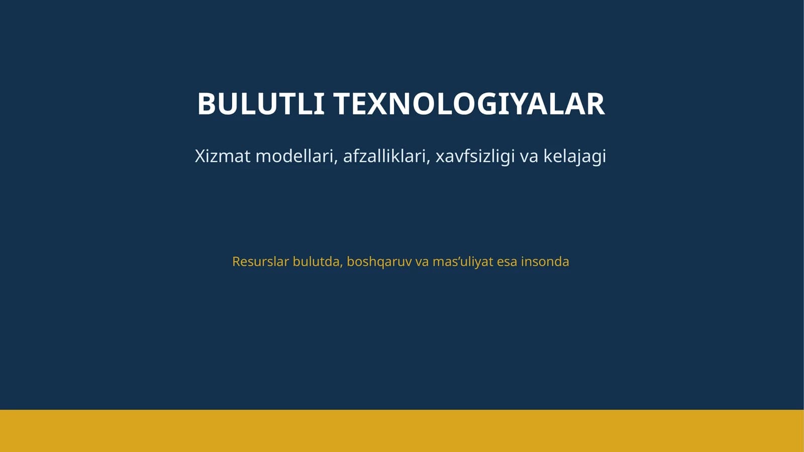 BULUTLI TEXNOLOGIYALAR