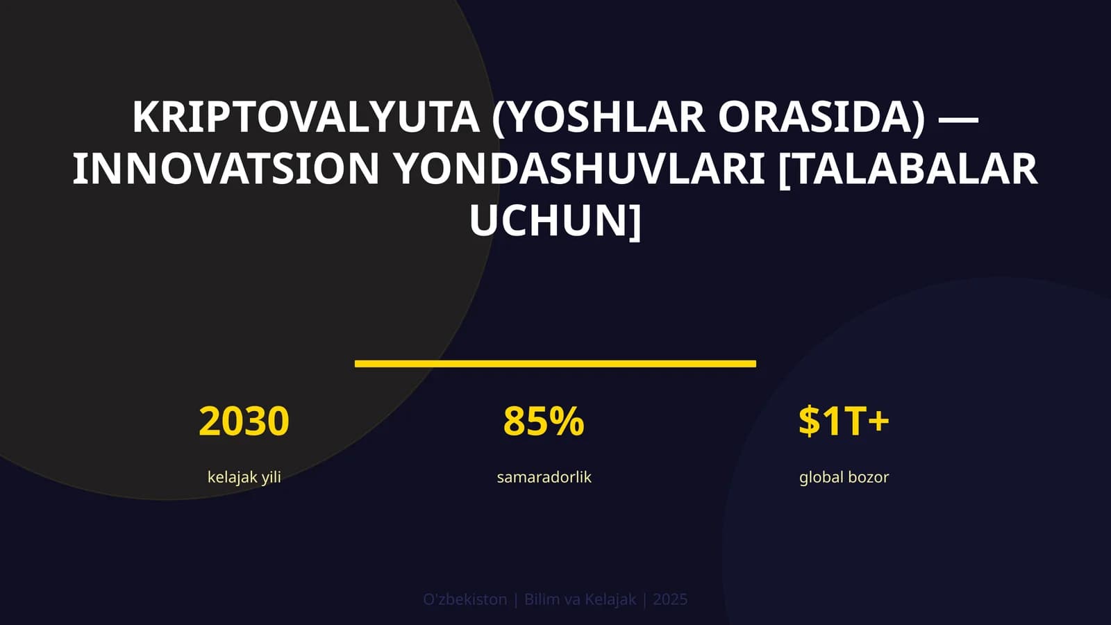 Kriptovalyuta (yoshlar orasida) — innovatsion yondashuvlari [talabalar uchun]