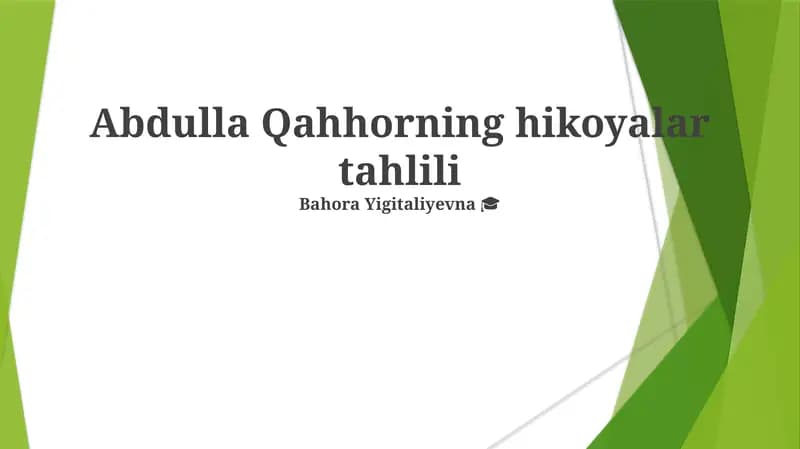 Abdulla Qahhorning hikoyalar tahlili