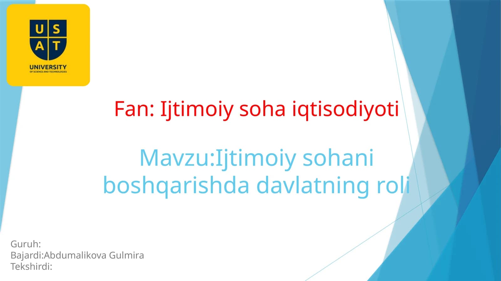 Ijtimoiy sohani boshqarishda davlatning roli
