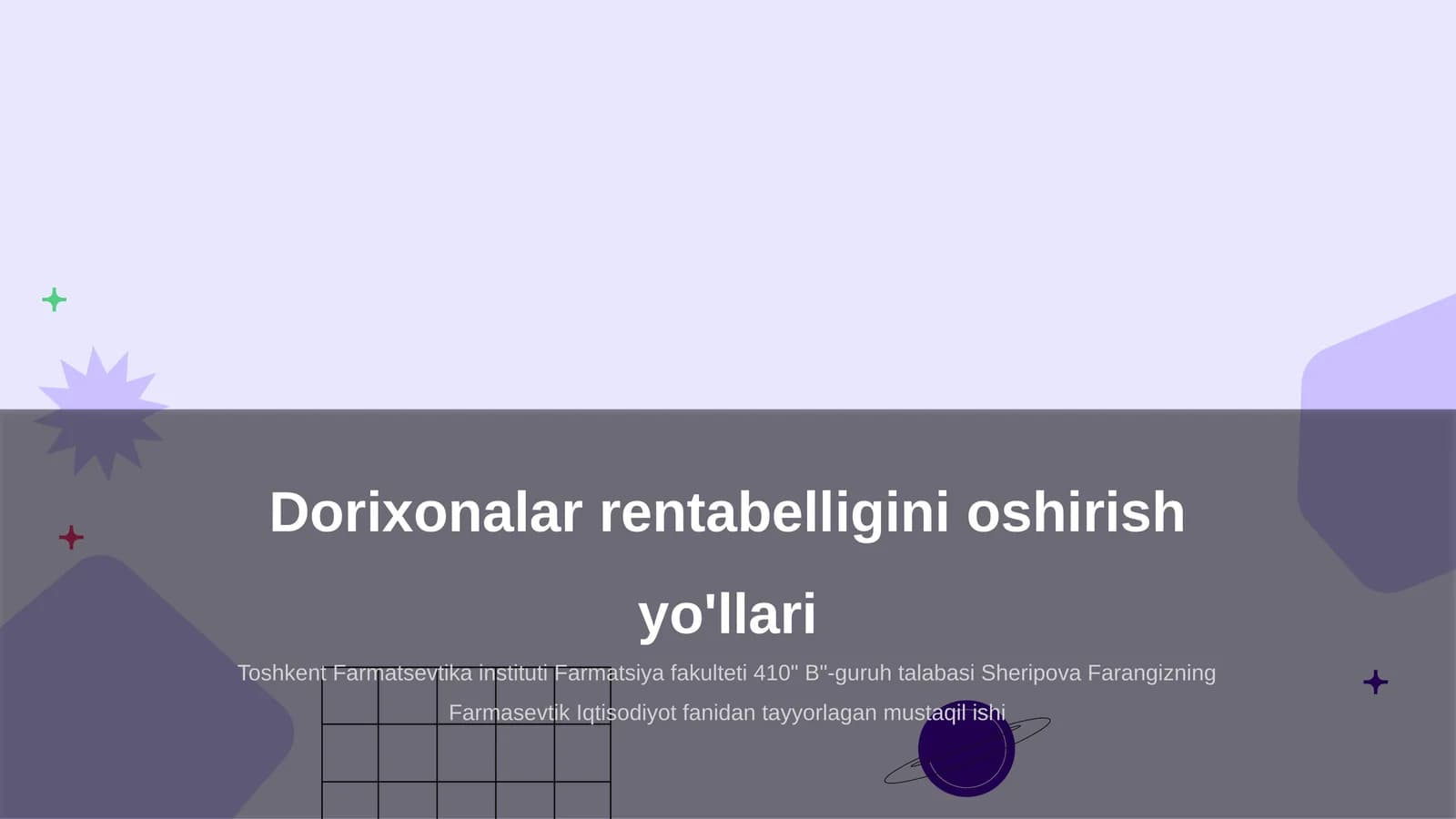 Dorixonalar rentabelligini oshirish yo'llari