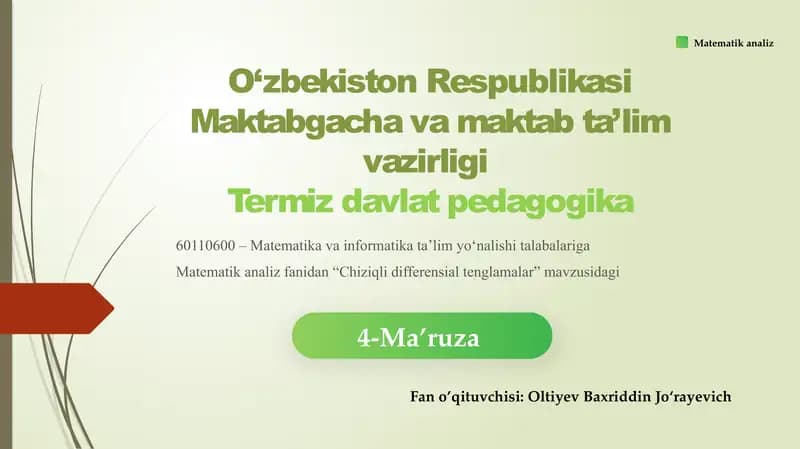Chiziqli Differensial Tenglamalar