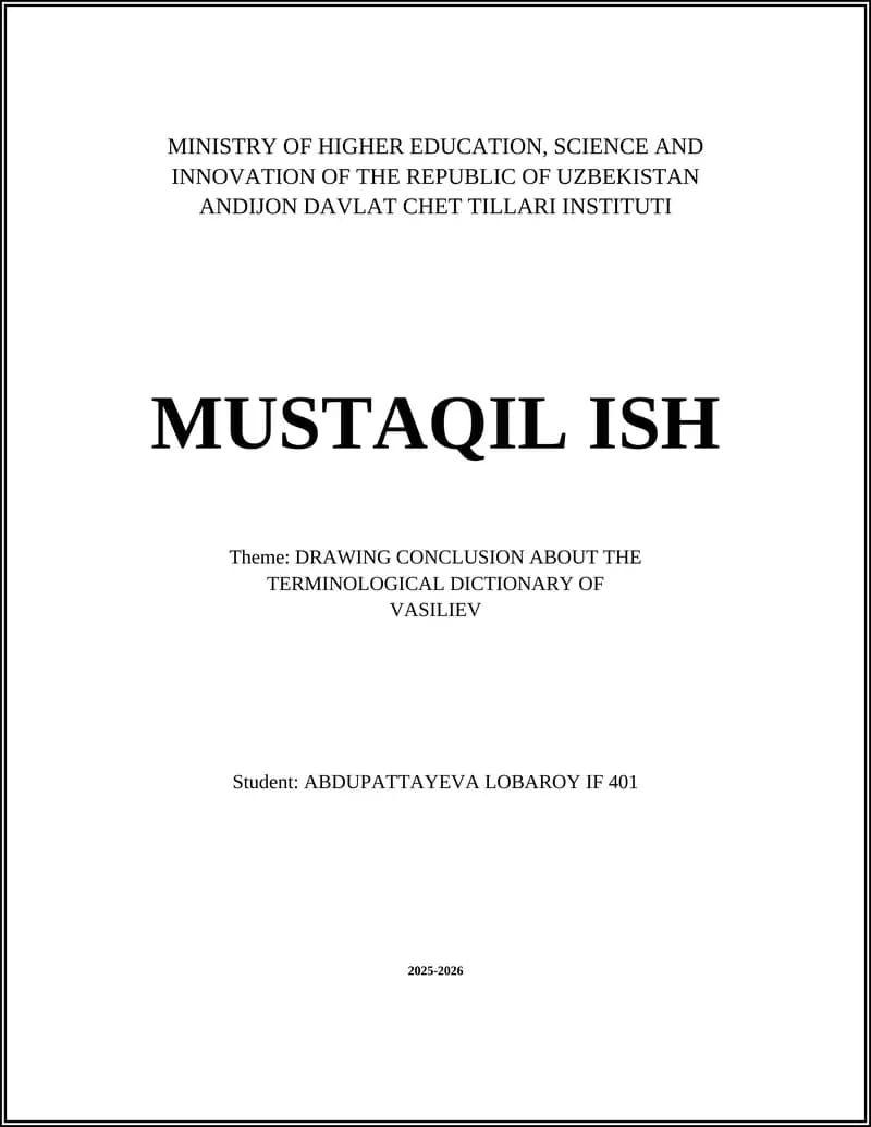 Vasiliev's Terminological Dictionary