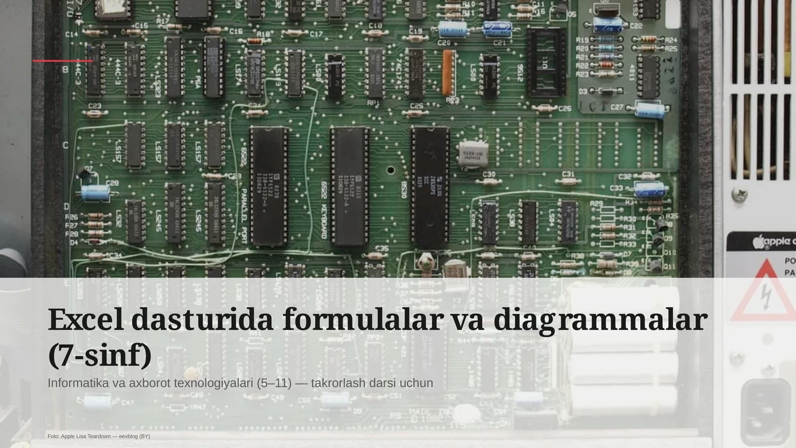 Excel dasturida formulalar va diagrammalar (7-sinf)